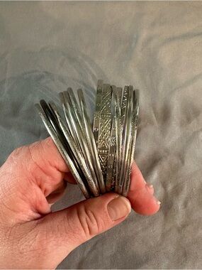 Set of 14 Silver Bangle Bracelets